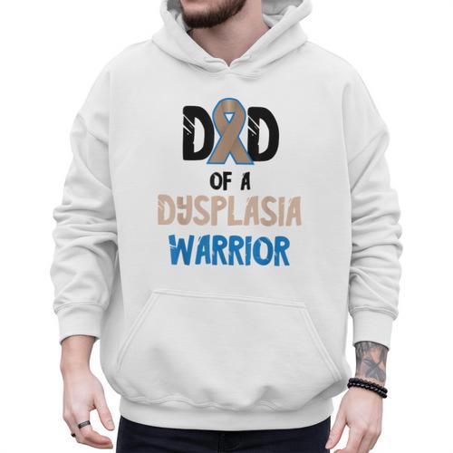 Dad Of A Hip Dysplasia Warrior Beige Blue Hip Dysplasia Men Hoodie - Father's Day Fun