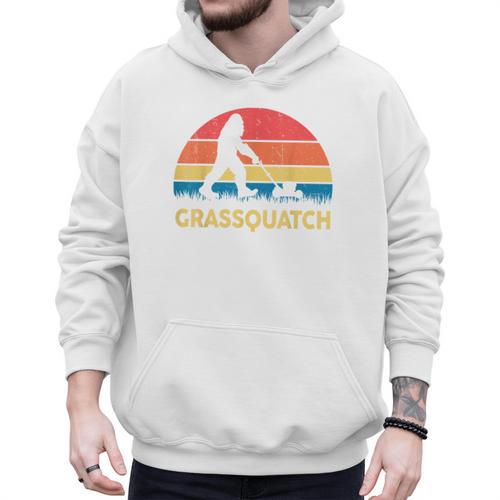 Dad Lawn Mowing Grassquatch Bigfoot Mower Garden Men Hoodie - Father's Day Fun
