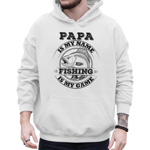 Dad Is My Name Fishing Is My Game Loves Fishing Men Hoodie - Father's Day Fun