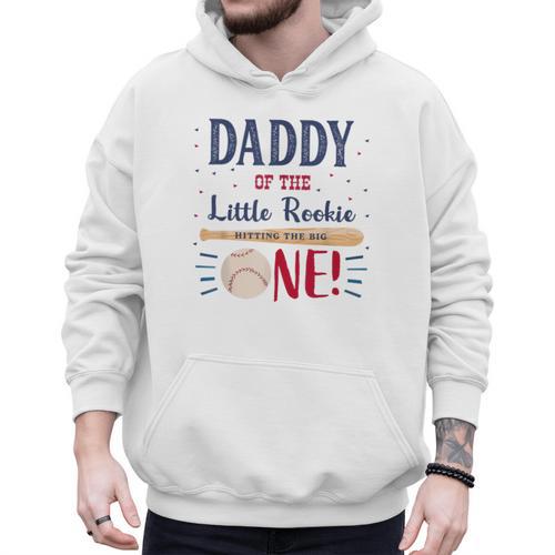 Daddy Dad First Birthday Little Rookie Baseball The Big One Men Hoodie - Father's Day Fun