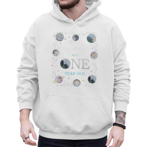 Daddy Houston We Have One Year Old Space Theme 1st Birthday Men Hoodie - Father's Day Fun