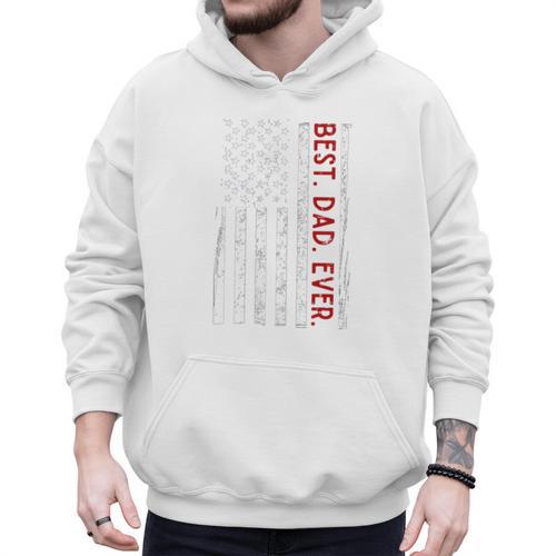 Distressed US American Flag Father Shirt Best Dad Ever Men Hoodie - Father's Day Fun