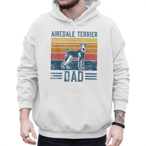 Dog Airedale Terrier Dad Vintage Airedale Terrier Dad Men Hoodie - Father's Day Fun
