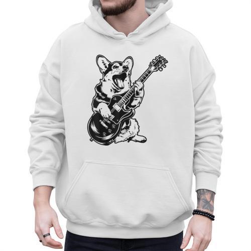 Dog Guitarist Guitar Pembroke Welsh Corgi Dad Mom Men Hoodie - Father's Day Fun