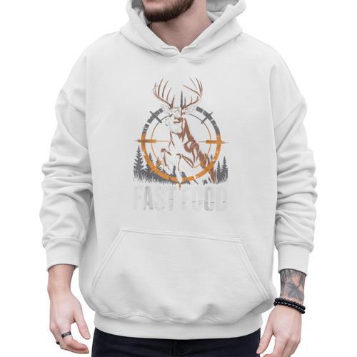 Fast Food Deer Hunting Hunter Dad Tail Buck Men Hoodie - Father's Day Fun