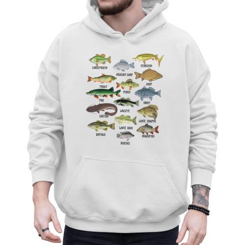 Fishing-Shirt Types Of Freshwater Bass Fish Dad Jokes Men Hoodie - Father's Day Fun
