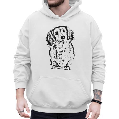 Long Hair Dachshund Lover Doxie Mom Dad Cute Wiener Dog Small Men Hoodie - Father's Day Fun