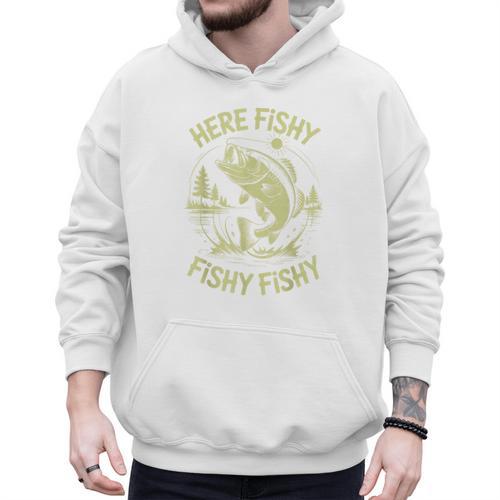 Men Here-Fishy Bass Fish Dad Fishing From Daughter Son Men Hoodie - Father's Day Fun