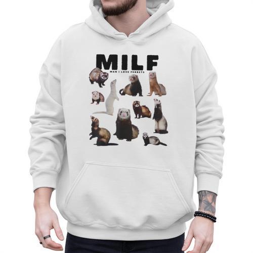 MILF Man I Love Ferrets Ferret Mom Dad Ferret Owner Men Hoodie - Father's Day Fun