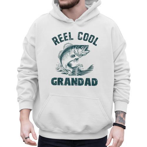 Reel Cool Grandad Fishing Grandpa Vintage Style Men Hoodie - Father's Day Fun