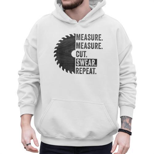 Woodworking Dad Measure Cut Swear Handyman Fathers Day Men Hoodie - Father's Day Fun