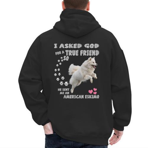 American Eskimo Dog Mom Eskie Dad Art Eskie Lover Quote Men's Hoodie Back Print - Father's Day Fun