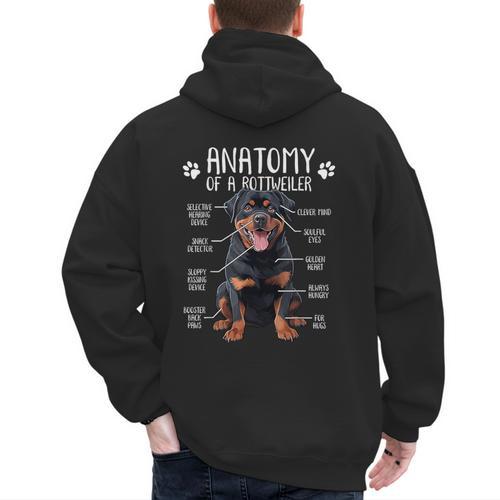 Anatomy Rottweiler Dog Owner Rottie Dad Mom Pet Lover Men's Hoodie Back Print - Father's Day Fun