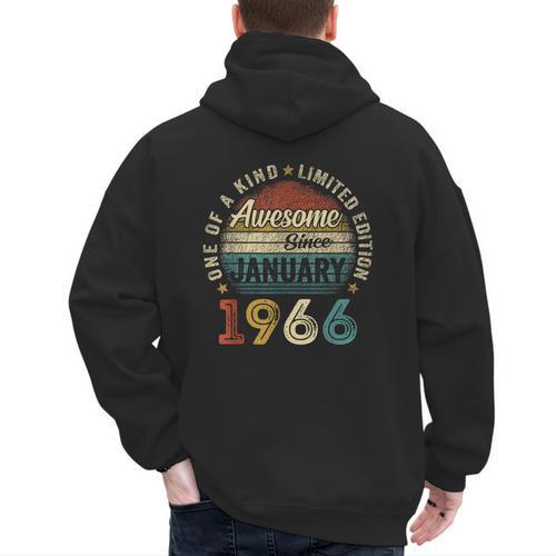 Awesome Since January 1966 60 Year Old 60th Birthday Men Dad Men's Hoodie Back Print - Father's Day Fun