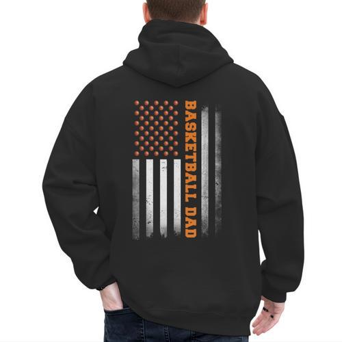Basketball Dad USA US Flag Basketball Men Men's Hoodie Back Print - Father's Day Fun