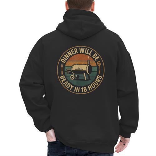 BBQ Dad Smoking Meat Smoker Barbecue Dad Men's Hoodie Back Print - Father's Day Fun