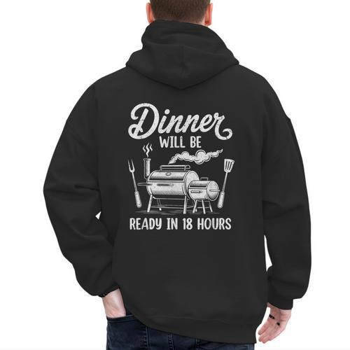 Bbq Men Smoking Meat Smoker Grilling Barbecue Dad Men's Hoodie Back Print - Father's Day Fun