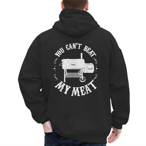 BBQ Pit Reverse Flow Smoker Accessory Dad Grill Men's Hoodie Back Print - Father's Day Fun