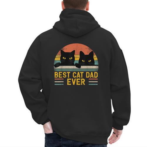 Best Cat Dad Ever Retro Style Cats Lover Men's Hoodie Back Print - Father's Day Fun