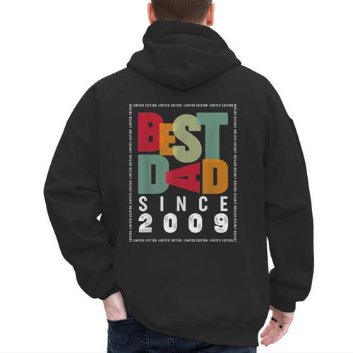 Best Dad Since 2009 Fathers Day Retro Vintage Men's Hoodie Back Print - Father's Day Fun