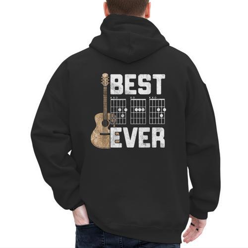 Best Dad Ever Guitarist Father D-A-D Chord Guitar Men's Hoodie Back Print - Father's Day Fun
