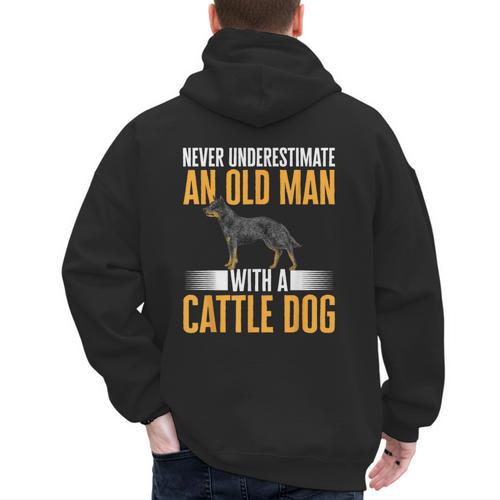 Blue Heeler Dad Australian Cattle Dog Men Men's Hoodie Back Print - Father's Day Fun