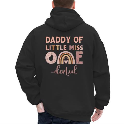 Boho Daddy Of Miss Onederful 1st Birthday Girl Cute Small Men's Hoodie Back Print - Father's Day Fun