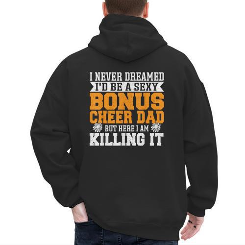 Bonus Cheer Dad Cheer Step Dad Men's Hoodie Back Print - Father's Day Fun