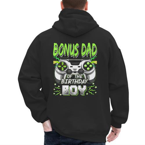 Bonus Dad Of The Birthday Boy Video Game Bday Party Men's Hoodie Back Print - Father's Day Fun