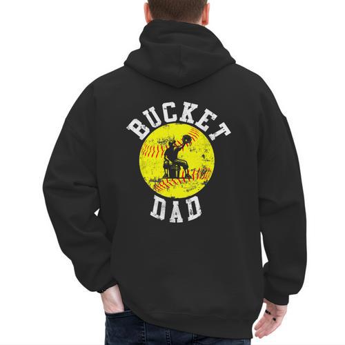Bucket Dad Softball Dad Baseball Father's Coach Men's Hoodie Back Print - Father's Day Fun