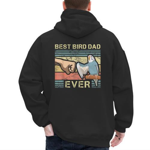 Budgie Dad Bird Lover Father Animal Enthusiast Bird Guy Men's Hoodie Back Print - Father's Day Fun