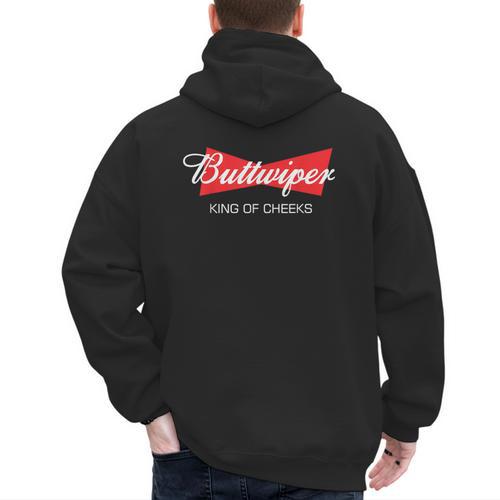 Buttwiper New Dad Beer Inspired Diaper Shower Men's Hoodie Back Print - Father's Day Fun