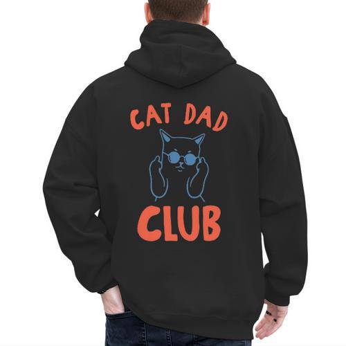 Cat Dad Club Life Is Better With Cats Retro Cat Dad Men's Hoodie Back Print - Father's Day Fun