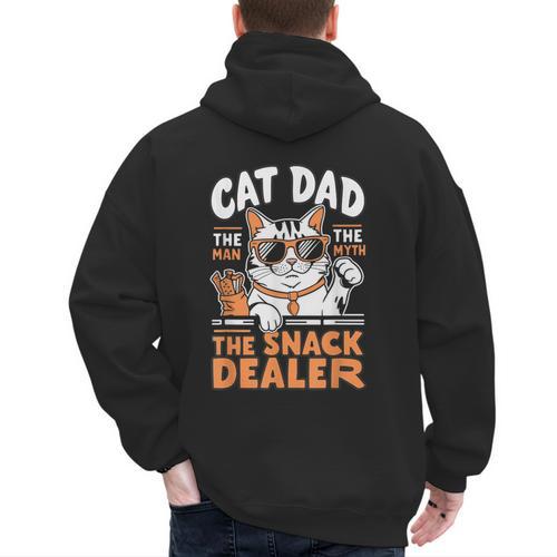 Cat Dad The Man The Myth The Snack Dealer Men's Hoodie Back Print - Father's Day Fun