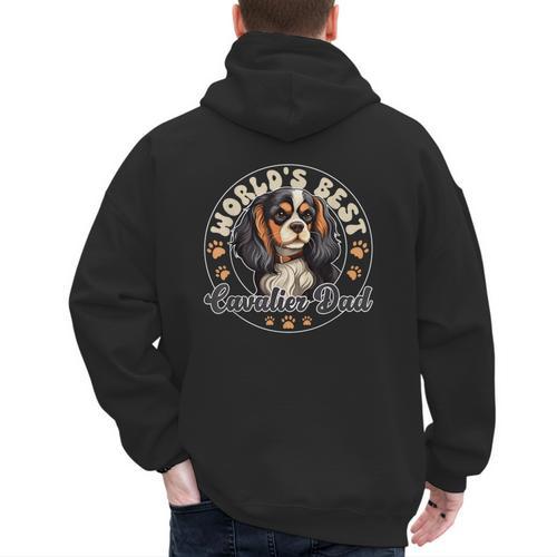 Cavalier King Charles Spaniel Dog World's Best Cavalier Dad Men's Hoodie Back Print - Father's Day Fun