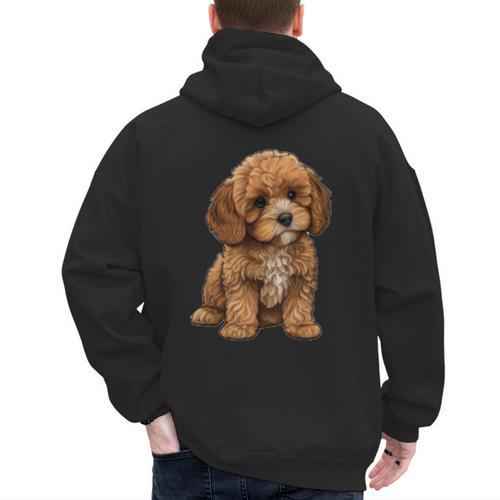 Cavapoo Breed Pet Lover Art Dog For Mom Dad Kids Men's Hoodie Back Print - Father's Day Fun