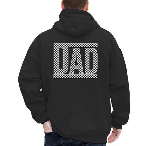 Checkered Racing Birthday Party Matching Family Race Car Dad Men's Hoodie Back Print - Father's Day Fun
