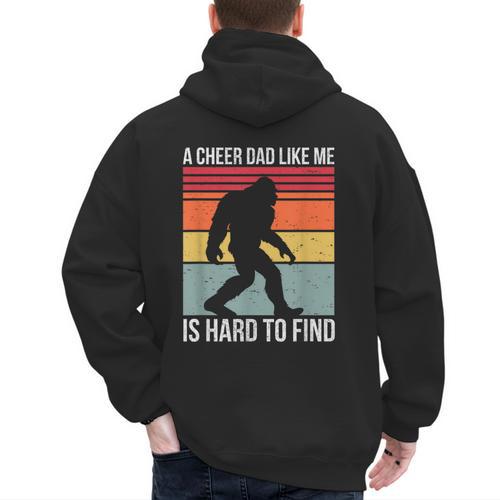 Cheer Dad Cheerleading Bigfoot Men's Hoodie Back Print - Father's Day Fun
