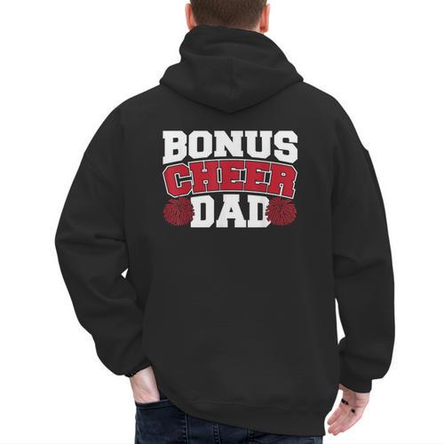Cheer Stepdad Bonus Cheer Dad Red Men's Hoodie Back Print - Father's Day Fun