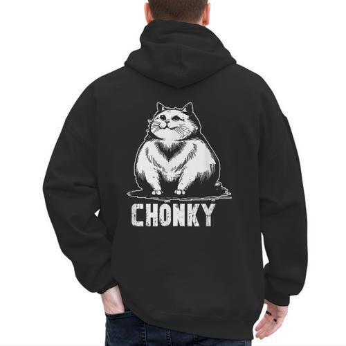 Chonk Fat And Hairy Cat Cats Kittens Dad Graphic Mom Funny Men's Hoodie Back Print - Father's Day Fun