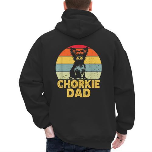 Chorkie Dad Retro Sunset Chihuahua Yorkie Mix Lover Men's Hoodie Back Print - Father's Day Fun