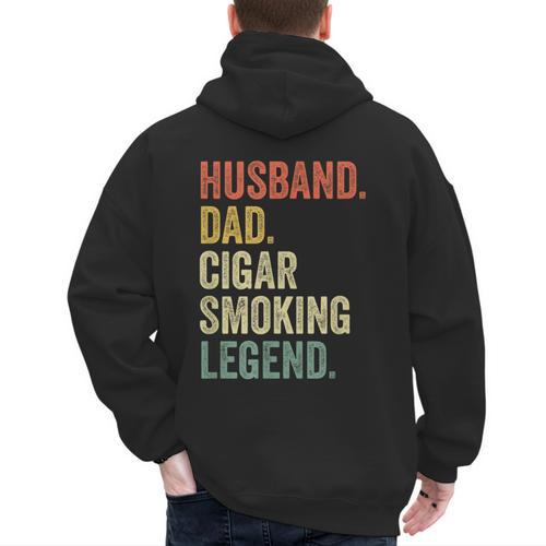Cigar Lover For Dad Men Vintage Cigar Saying Men's Hoodie Back Print - Father's Day Fun