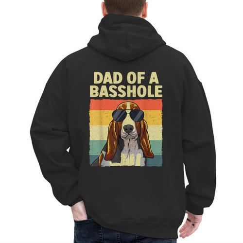 Cool Basset Hound For Men Dad Dog Basset Hound Lovers Men's Hoodie Back Print - Father's Day Fun