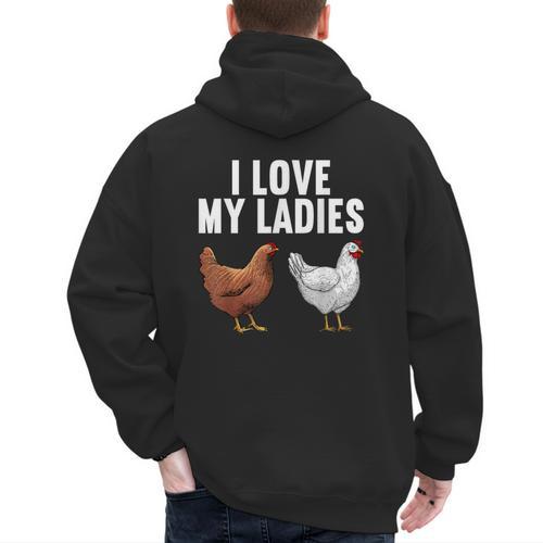 Cool Chicken Art For Men Women Dad Rooster Chicken Farmer Men's Hoodie Back Print - Father's Day Fun