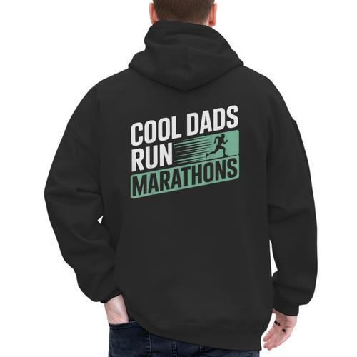 Cool Dads Run Marathons Marathon Running Runner Men's Hoodie Back Print - Father's Day Fun
