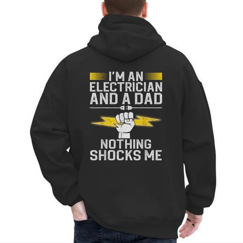 Cool Electrician For Men Dad Professional Electrician Men's Hoodie Back Print - Father's Day Fun