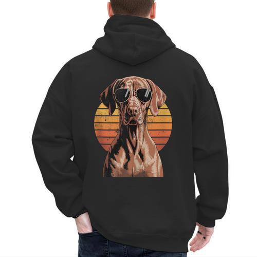 Cool Retro Vizsla Dog Mom Dad Vintage Pet Lovers Men's Hoodie Back Print - Father's Day Fun
