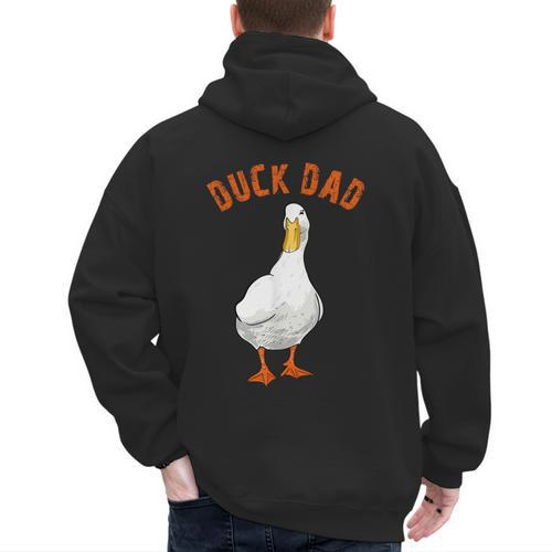 Cute Duck Dad Lover Illustration Duck Owner Men's Hoodie Back Print - Father's Day Fun
