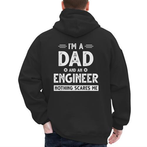 Cute Engineer Dad Men Father's Day Mechanical Engineering Men's Hoodie Back Print - Father's Day Fun