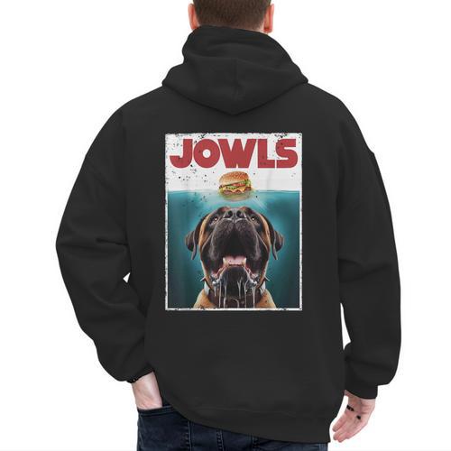 Cute English Mastiff Jowls Burger Bullmastiff Dog Mom Dad Men's Hoodie Back Print - Father's Day Fun